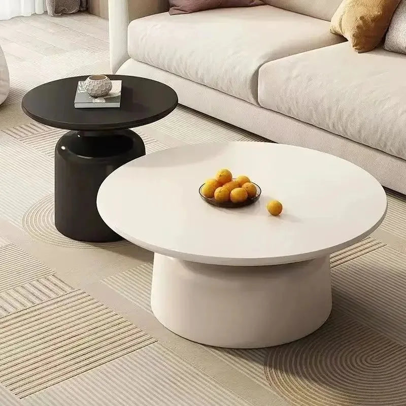 Modern Cream-style Coffee Round Table for Small Space Living Room Japanese Style Minimalist Furniture Living Room Side Table