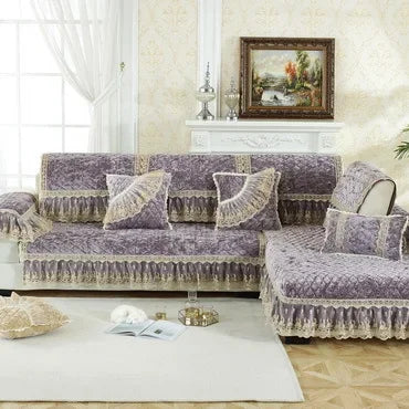 New Model European-style Thick Diamond Velvet Sofa Cover Four Season Universal Anti Slip And Dustproof Solid Color Sofa Cushion