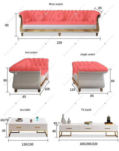 Classic American Antique Chesterfield Sofa for Home Office Hotel Couch Living Room Furniture Modern Genuine Leather Sofa Set