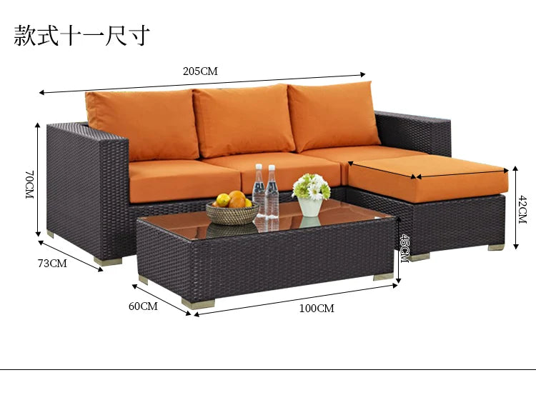 Terrace Modern Garden Sofas Outdoor Combination Courtyard Nordic Garden Sofas Waterproof Pe Rattan Furniture Sofá Jardín MHHYSF