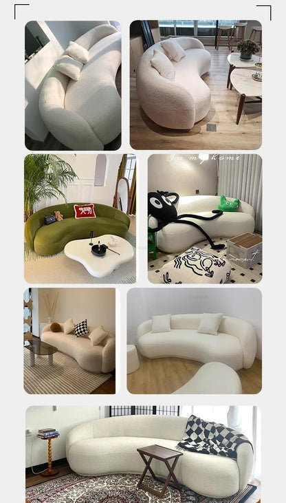 Curved Living Room Sofas Designer Beauty Salon Sofa Clothing Store Rest Area Reception Sofa Cream Style Living Room Furniture GL