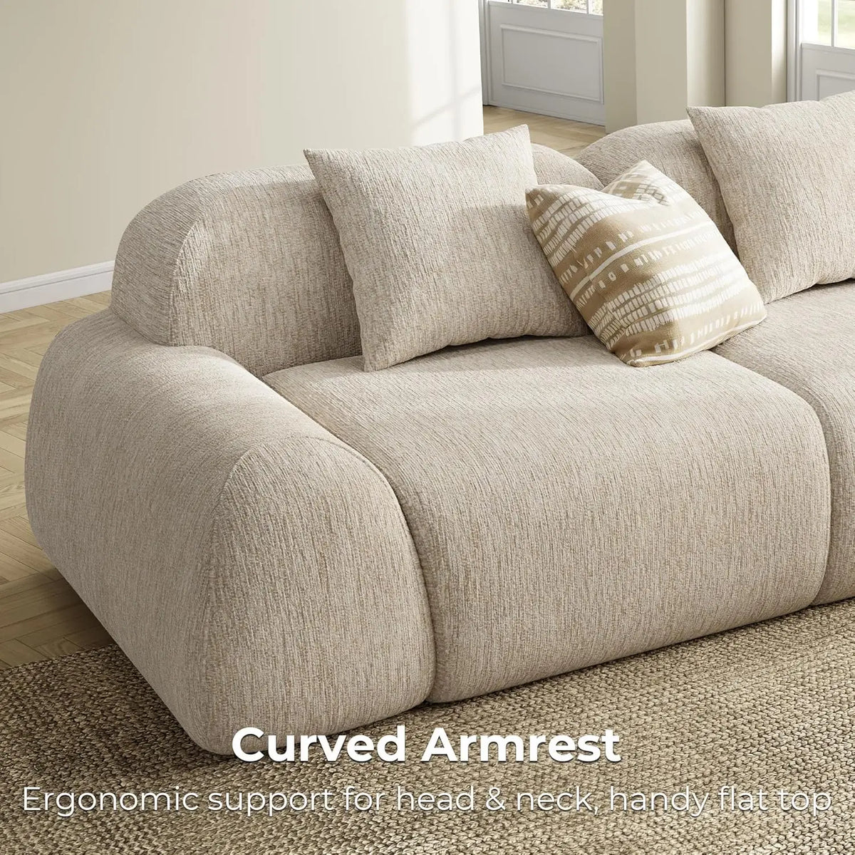 Modular Sectional Sofa Ottoman 110in L-Shape Chenille Upholstery Deep Seat Living Room No Assembly Custom