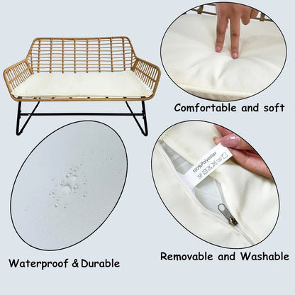 4-Piece Rattan Patio Furniture Set,Wicker Conversation Set for Garden,Porch,Yard and Poolside with White Soft Cushions