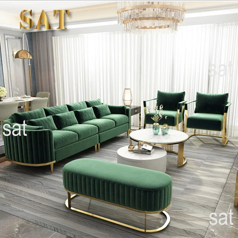 Hot Luxury Sofa Living Room Furniture Curved Dresser Home Lounge Sofa Sets Italian Modern Fabric Velvet Sofa Set Furniture