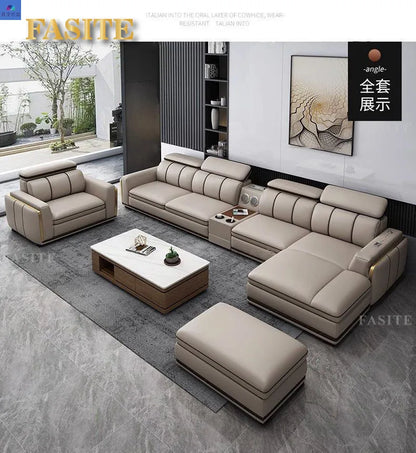 Luxury First-Layer Sofa Classic Light Living Room Size Princess Apartment Straight Row Home Combination