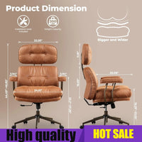 Home Upgrade ergonomic home office chair, mid-century modern faux leather chairs with thickened cushions, comfy high back swivel