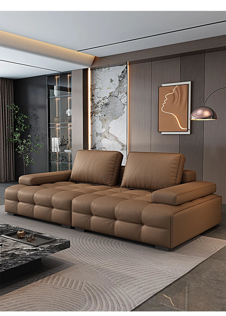 Modern Minimalist New Leather Living Room Lawrence Italian Light Luxury Straight L Shaped Sectional Lazy Soft Tatami Lounge Sofa