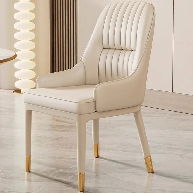 Modern Faux Dining Chairs Kitchen Metal Leather Nordic Home Dining Chairs Luxury European Chaises Salle Manger Furnitures