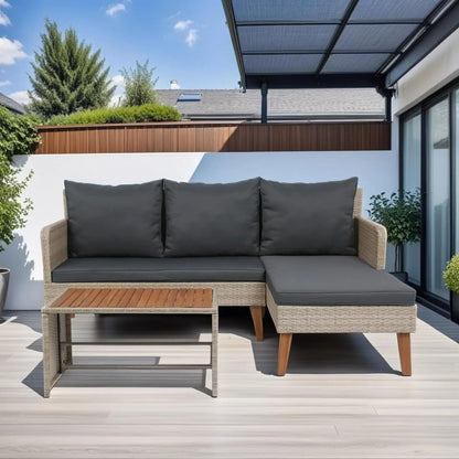 Modern Patio Furniture Set, 6-Piece Outdoor Sectional Sofa Set with Round Nesting Coffee Tables and Seating Sofa, Customized