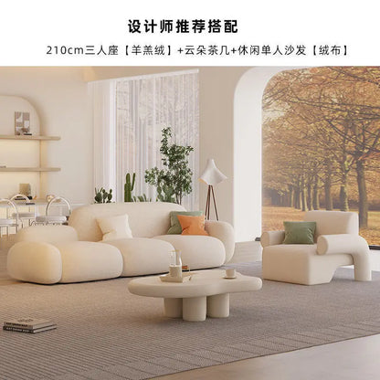 Simple living room, modern cream style, rental house, fabric sofa, straight row light luxury, bedroom sofa