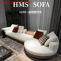 Modern simple straight corner cotton and linen round concubine modern living room sofa