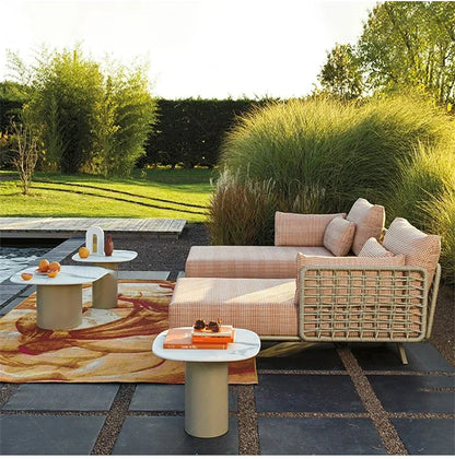 Nordic Designer Outdoor Garden Sofas Villa Leisure Area Lazy Sofa Home Balcony Sofa Chair Combination Luxury Outdoor Furniture L