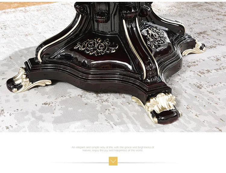 European round dining table and chair combination neoclassical American solid wood high-end leather dining chair piano paint