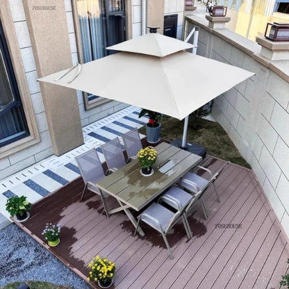 Outdoor Patio Umbrellas Roman Open-air Balcony Villa Garden Large Parasol Commercial Outdoor Stall Sunshade Umbrella with Base A