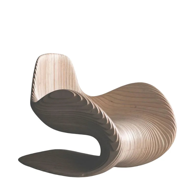Solid wood slicing chair Small apartment living room ornament Interior furniture Villa design S-shaped single sofa