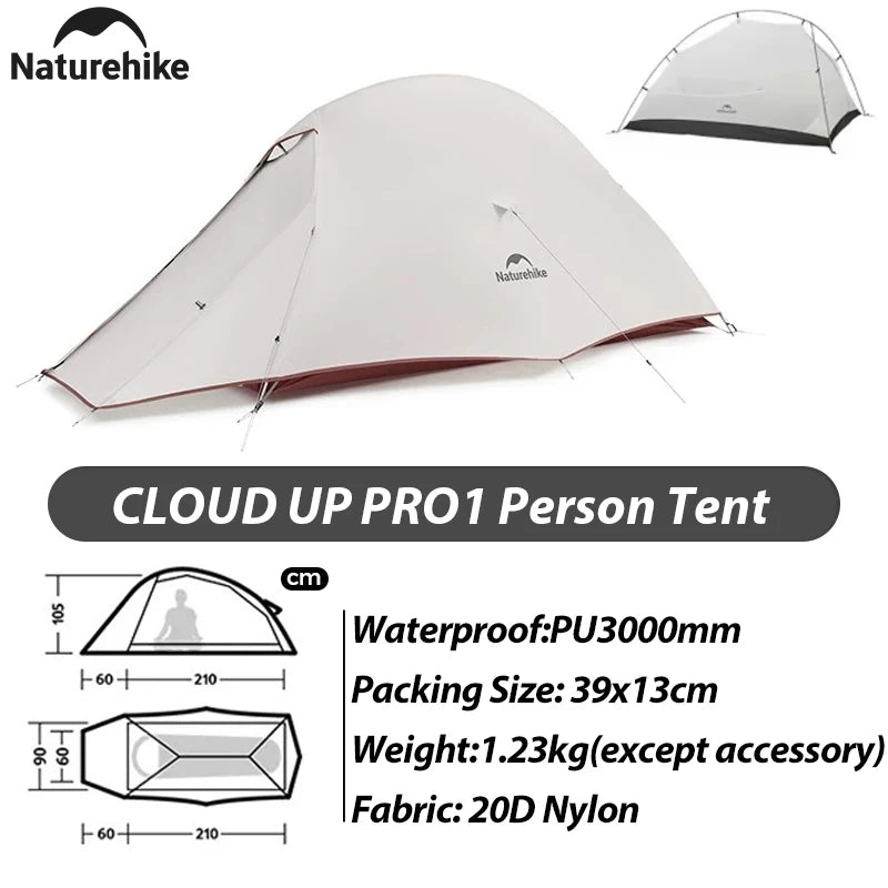 Naturehike Cloud Up Pro Tent 1 2 Person 20D Ultralight Portable Waterproof Camping Tent Outdoor Hiking Travel Backpacking Tent