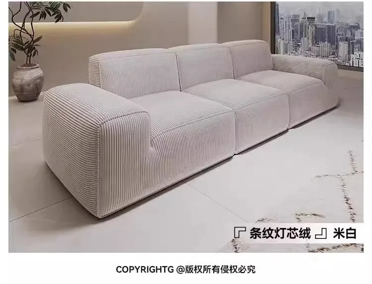 Simple Style Vacuum Compression Living Room Sofa Light Luxury Furniture Corduroy Sponge Filling Multi-Person Sofa Customization