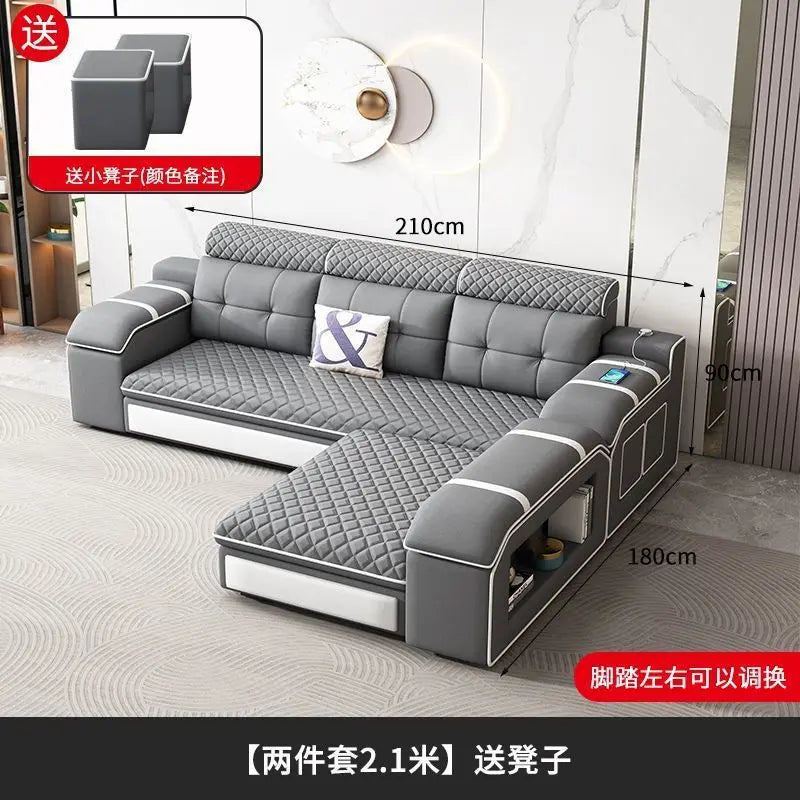 Modern leave-in multi-functional sofa, simple size, detachable and washable fabric sofa combination U-shaped sofa living room