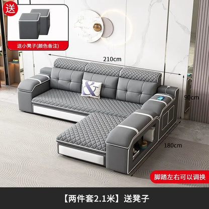Modern leave-in multi-functional sofa, simple size, detachable and washable fabric sofa combination U-shaped sofa living room
