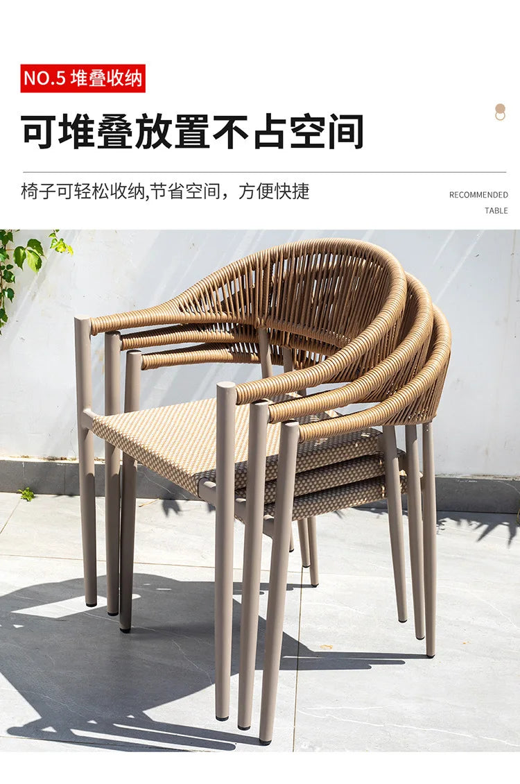 Outdoor table and chair courtyard villa leisure open-air balcony rattan chair Internet celebrity waterproof sunscreen garden