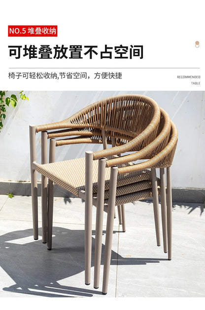Outdoor table and chair courtyard villa leisure open-air balcony rattan chair Internet celebrity waterproof sunscreen garden