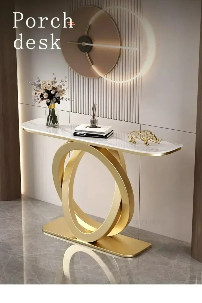 Luxury Iron Console Table Italian Semi-circular Entrance Cabinet Tables Home Furniture Creative Corridor Entryway Table