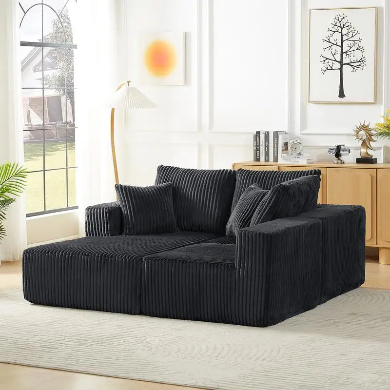 Modular Sectional Sofa, Modern Corduroy Couch with Deep Seat, Upholstered 4-Seater for Living Room, No Assembly Needed, Cozy