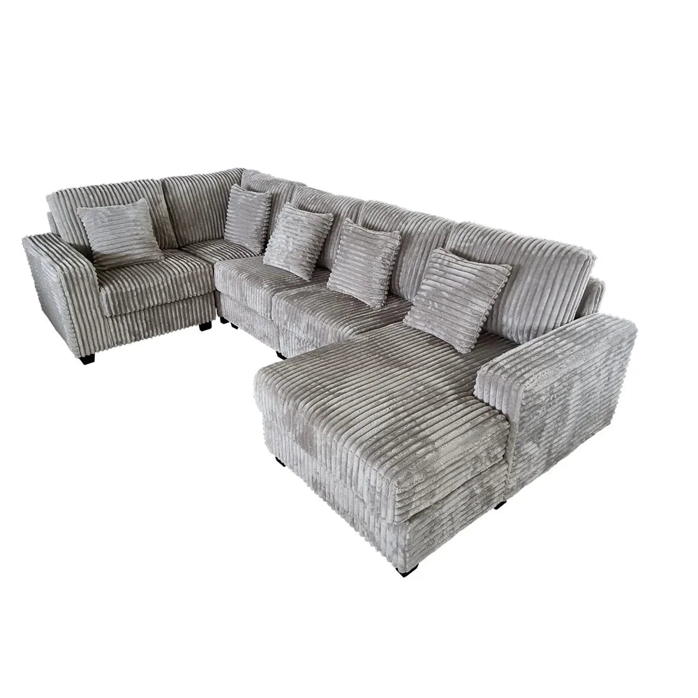 Living room sofa with U-shaped corduroy combination corner