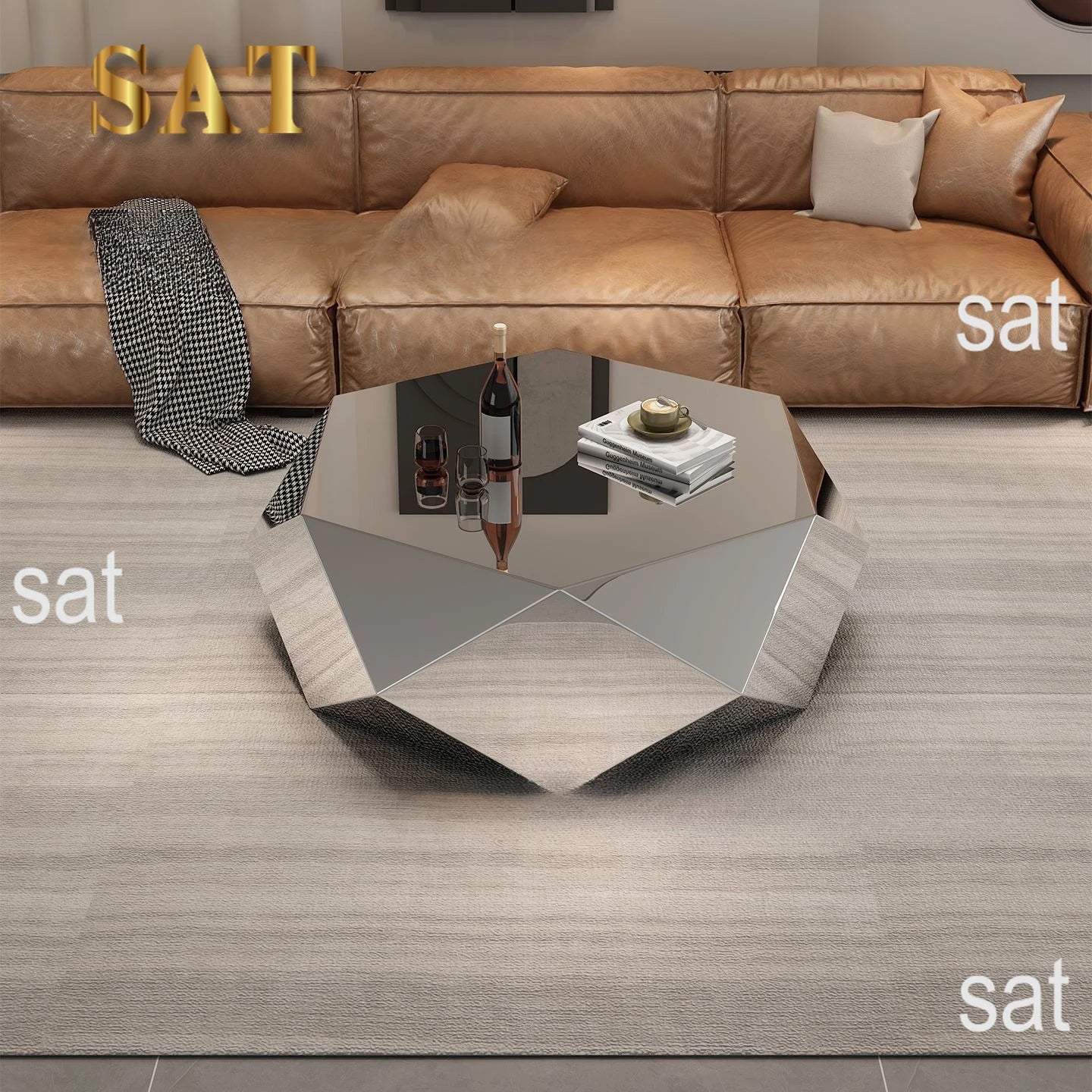 Z Living Room Home Designer Style Light Luxurymodern Minimalist Irregular Stainless Steel Diamond Coffee Table Mesa Auxiliar Roo