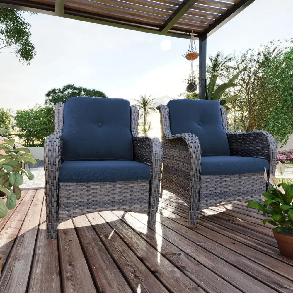 Outdoor Wicker Chair Rattan Patio Dining Chairs PE Wicker Patio Chairs with Seat Cushions