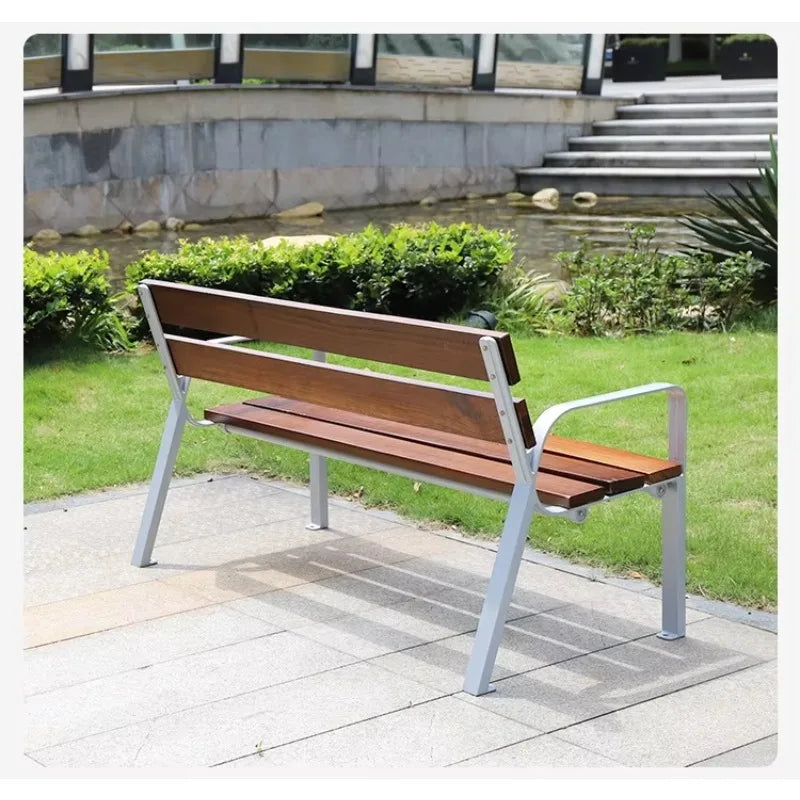 Customized New Design Solid Wood Memorial Outdoor Bench with Armrests High Quality Town Park Garden Street Waiting