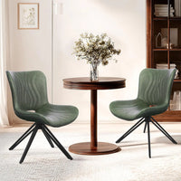 Dining Chairs Set of 2, 360° Swivel Armless Faux Leather Accent Chairs with Padded Back and Metal Legs, Mid-Century, Customized