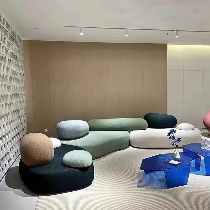 Italian Modern Minimalist Cobblestone Flat Sofa Light Luxury Cream Creative Combination for Living Room Reception Area Soft