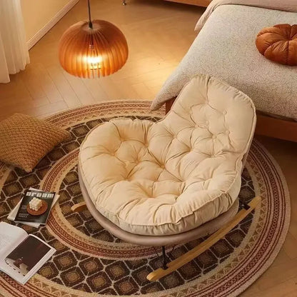 Nordic Style Rocking Chair for Living Room Cat scratch SKin Leather Light Luxury Lounge Chair for Adult Lazy Sofa Balcony Chair