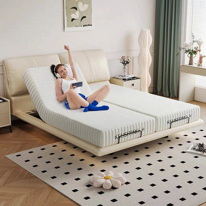 Smart bed, multi-functional modern bedroom double lift no headboard, zero pressure cotton mattress remote control electric bed