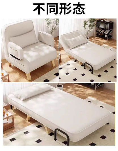 Dual-use, living room, small apartment, single, double, multi-person, solid wood legs, sofa, lazy, foldable, multi-functional