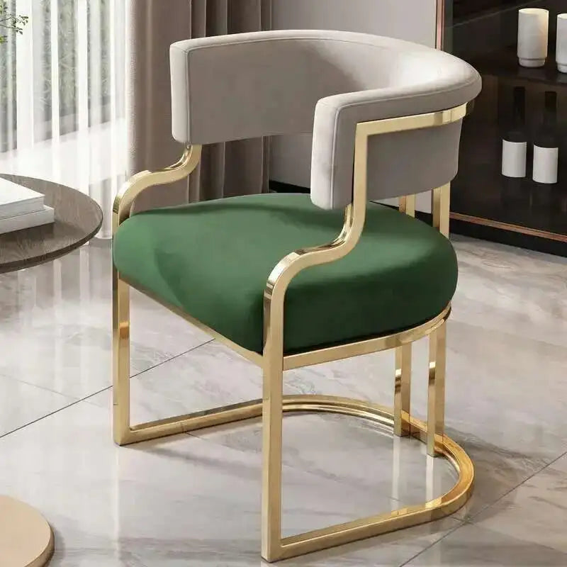 Luxury golden Dining Chairs wrought Iron Backrest Armchair Kitchen Modern Dining Room Furniture Home Bedroom Salon Makeup Chair