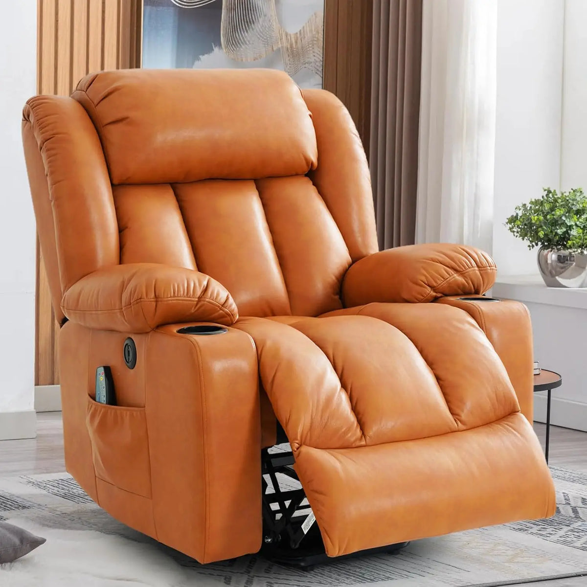 Leather Power Lift Recliner Chair for Elderly Cream Customized Comfortable Living Room Furniture Home Health Care Equipment