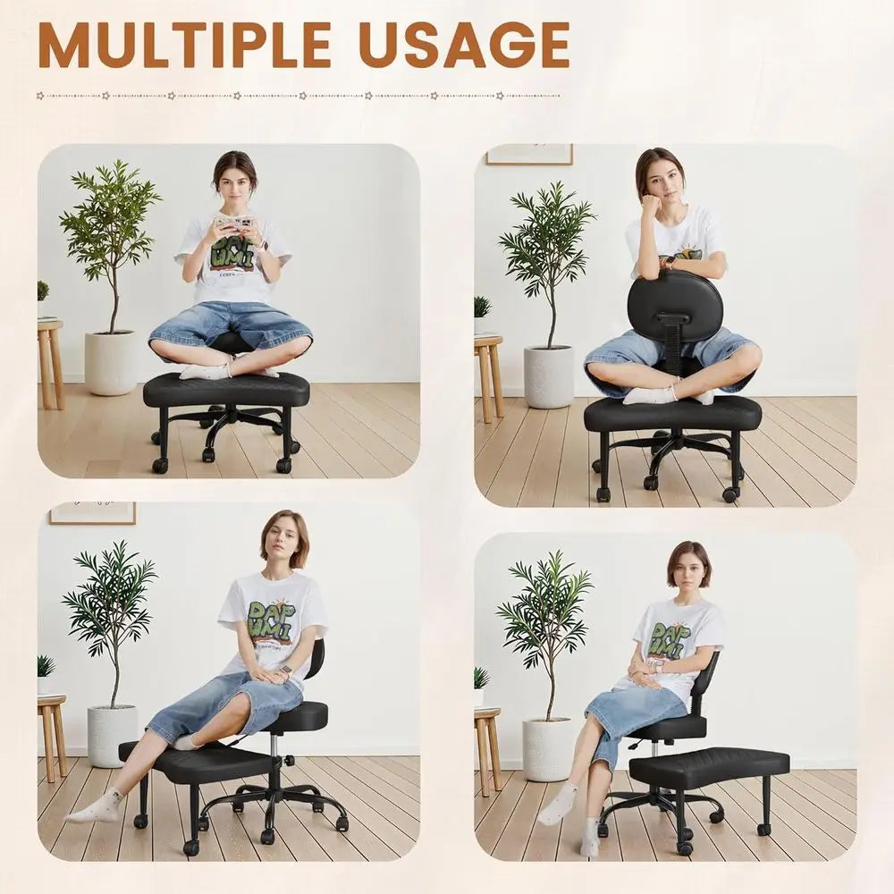 Cross Leg  Meditation with Wheels, ADHD  Height Adjustable Seat, Adjustable Footstool Chair Gaming Game