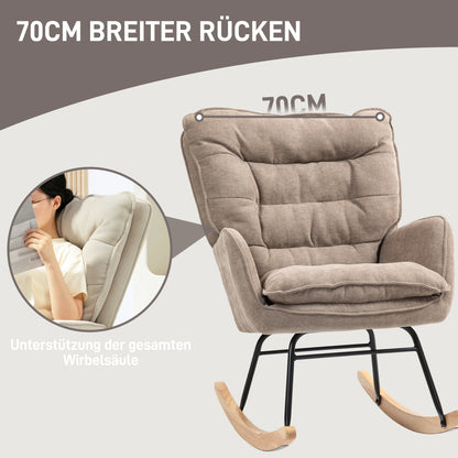 Brown Chenille-Look Rocking Chair (120kg Cap, Armrests, Living/Bedroom)