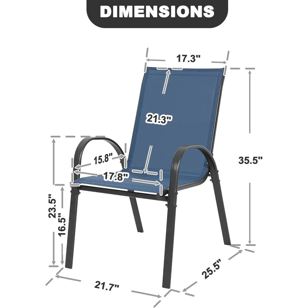 Outdoor Stackable Dining Chairs Set of 4 Textilene Breathable All Weather Armrest Patio Chairs for Garden Poolside Backyard