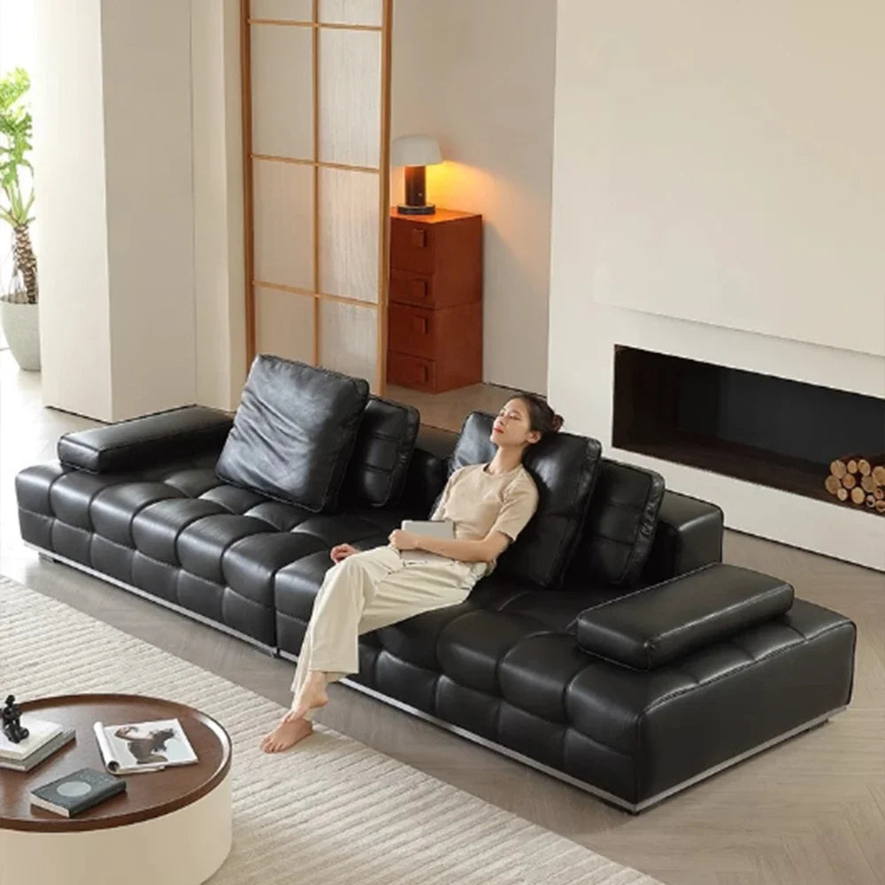 New Arrival High Quality Italian Leather Sofa Wholesale Folding Black Synthetic Leather High Quality Italian Leather Sofa