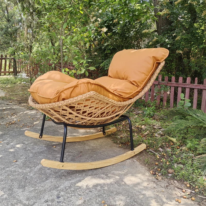 Ergonomic Modern Cushioned Rocking Chair for Indoor Outdoor Nursery Living Room Relaxation and Home Decor