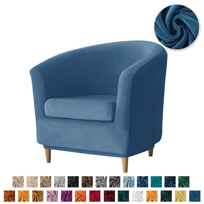 Velvet Tub Cover Chair Jacquard Single Seat Sofa Slipcover 1 Seate Living Room  Furniture Couch Washable Club Armchair Cover