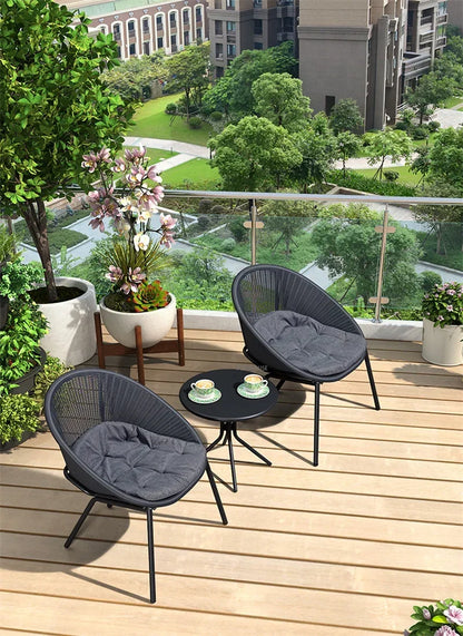 Outdoor Rattan Chair Garden Furniture Set Household Outdoor Balcony Leisure Table and Chair Three-piece Set Mini Coffee Table