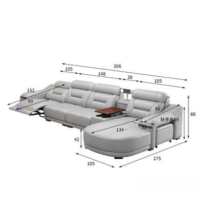 MINGDIBAO Genuine Leather Living Room Sofa Set Power Reclining Couch Electric Recliners with Stool Seating Room, Sofa Reclinable