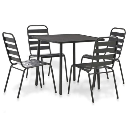 Dark Gray 5-Piece Steel Patio Dining Set Durable Outdoor Furniture