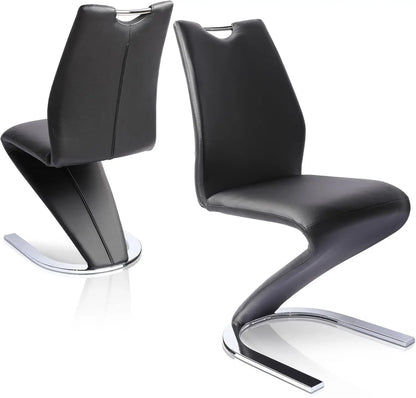 Mermaid Dining Chairs Set of 2, Modern Kitchen Dining Room Armless Upholstered Side Chairs in PU Leather Cushion Seat