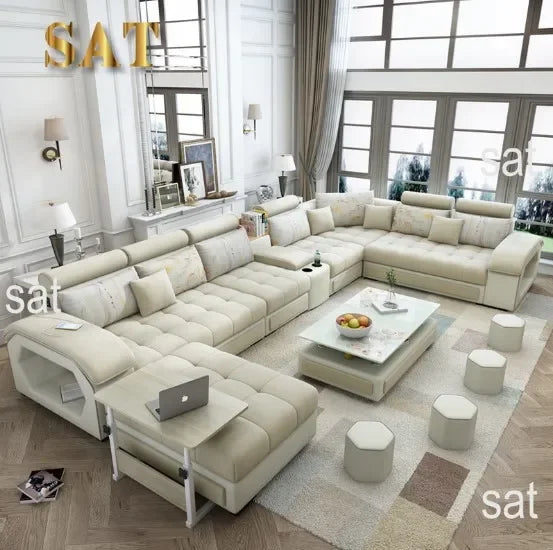 For Modern Sectional Sofas Cum Bed Couch Living Room Sofa Set Home Furnture Luxury U Shaped Corner Sofa Set 7 Seater
