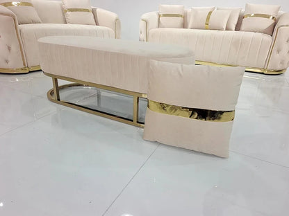 Modern Living Room Furniture Luxury Metal Frame 3 2 1 Seater Sectional White Velvet Fabric Sofa Set